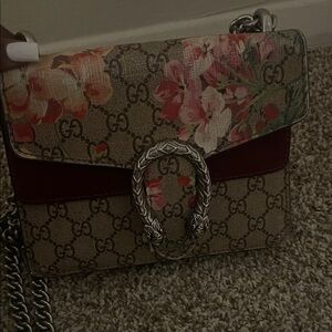 Gucci Beige and Red Floral Crossbody Bag
